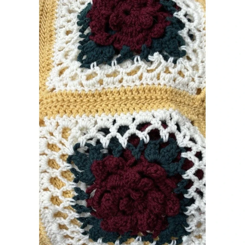 Handmade Crochet Afghan Lap Blanket throw‎ ROSANNE Rosettes Granny Squares